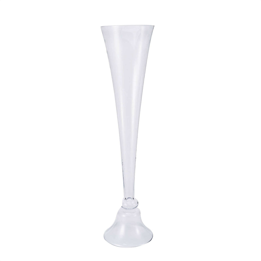Glass Trumpet Floor Vase Reversible Clarinet Style 40" Clear - Sophisticated Floral Wedding Centerpiece
